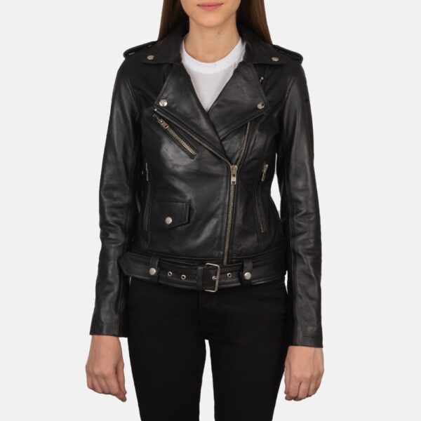 Charlotte Black Leather Biker Jacket - Image 2