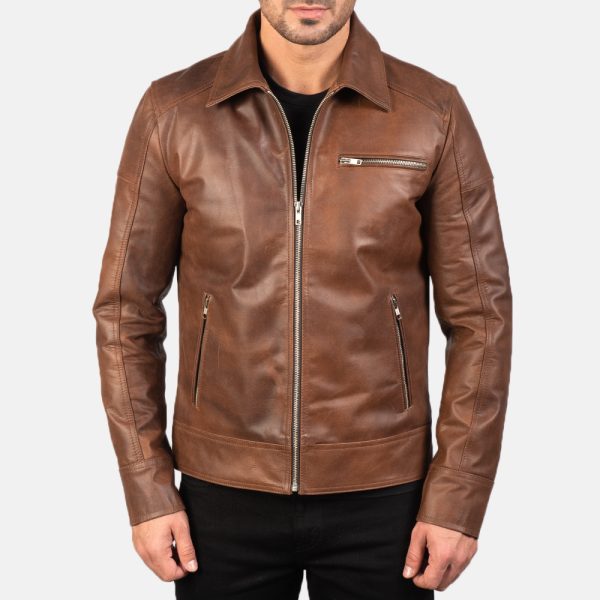 Matthew Brown Leather Biker Jacket