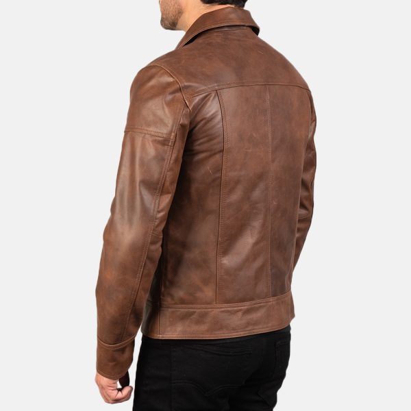 Matthew Brown Leather Biker Jacket - Image 5
