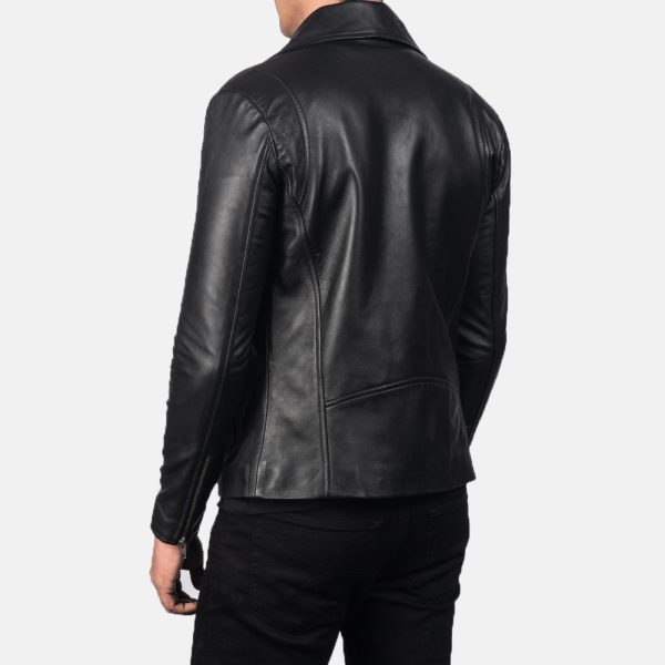 Michael Black Leather Biker Jacket - Image 5