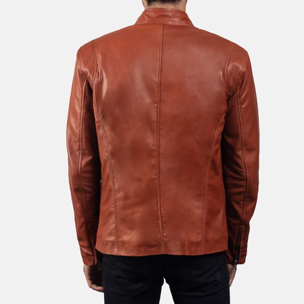 Liam Tan Brown Leather Biker Jacket - Image 5