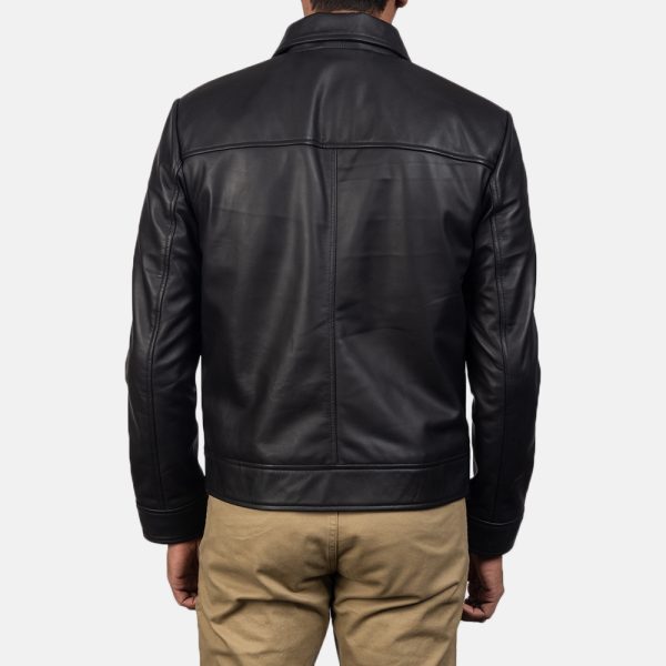 Henry Black Leather Biker Jacket - Image 5