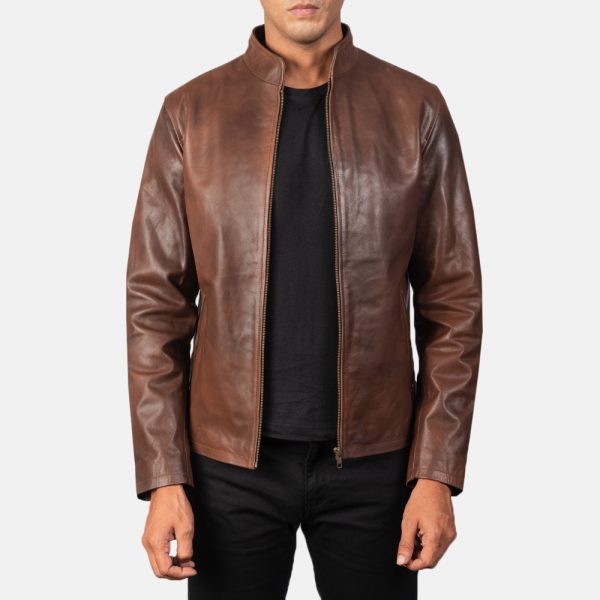Levi Brown Leather Biker Jacket