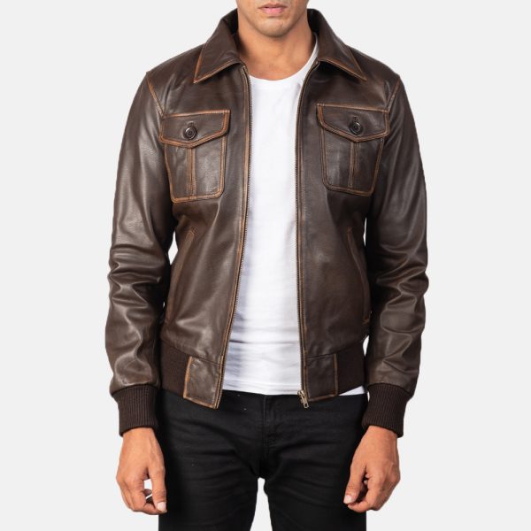 Oliver Brown Leather Bomber Jacket