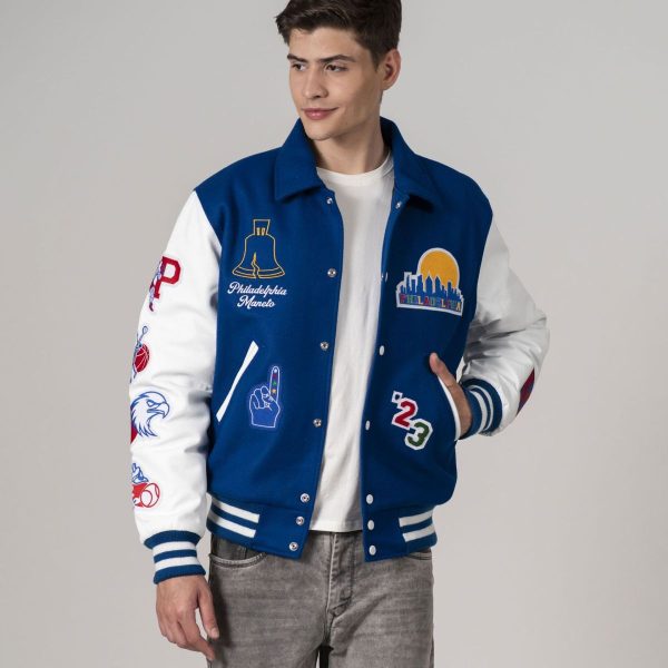 Customized White & Blue Letterman Jacket - Image 7
