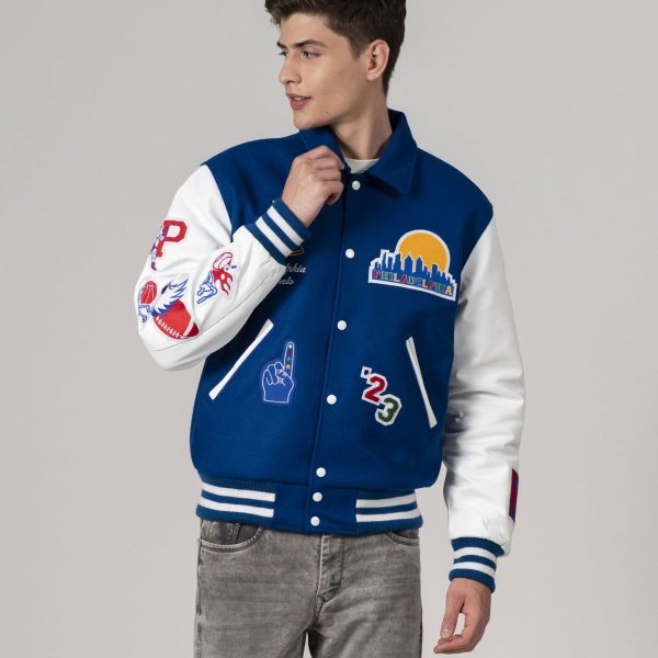 Customized White & Blue Letterman Jacket - Image 4